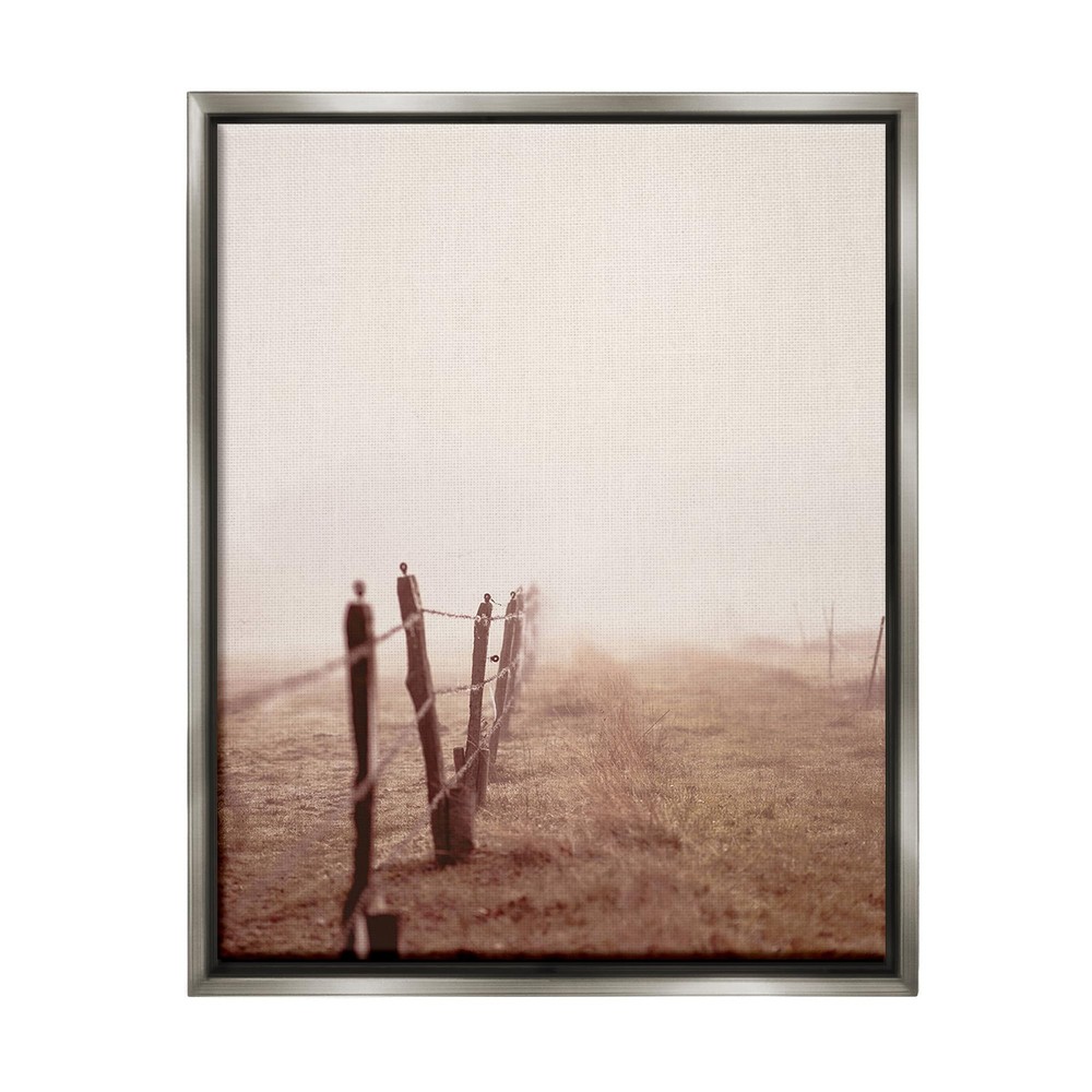 Quiet Foggy Countryside Framed Floater Canvas Wall Art by Leah Straatsma
