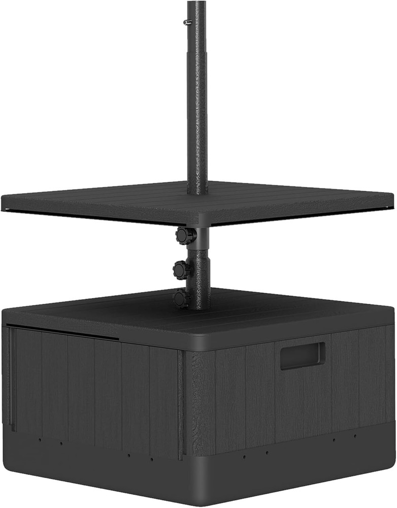 Heavy Duty Outsunny Patio Umbrella Stand with Weighted Base and Table Tray
