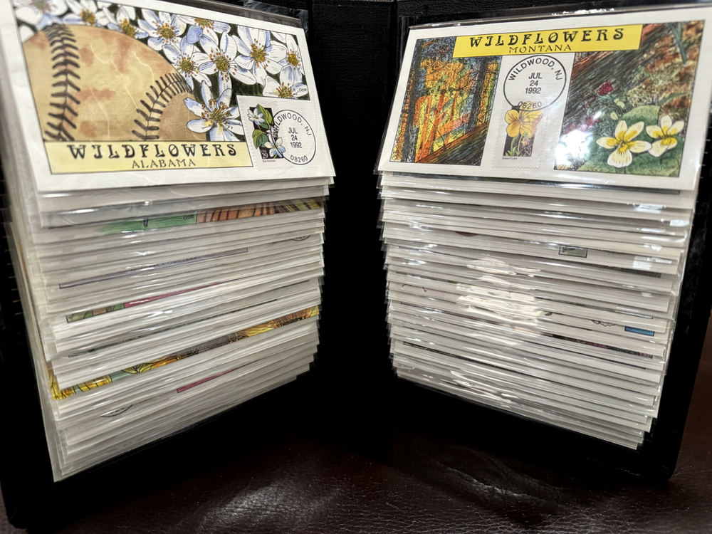 COMPLETE 50 FDC Collins Hand painted - #2647-2696  WILDFLOWERS in  W. Ace ALBUM