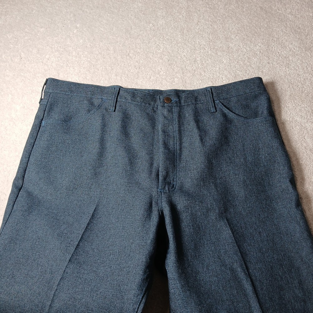 Wrangler Polyesters Pants 42x30 Straight Blue Vintage Rancher Cowboy Western Men