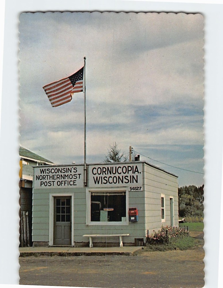 Postcard Northernmost Post Office Cornucopia Wisconsin USA