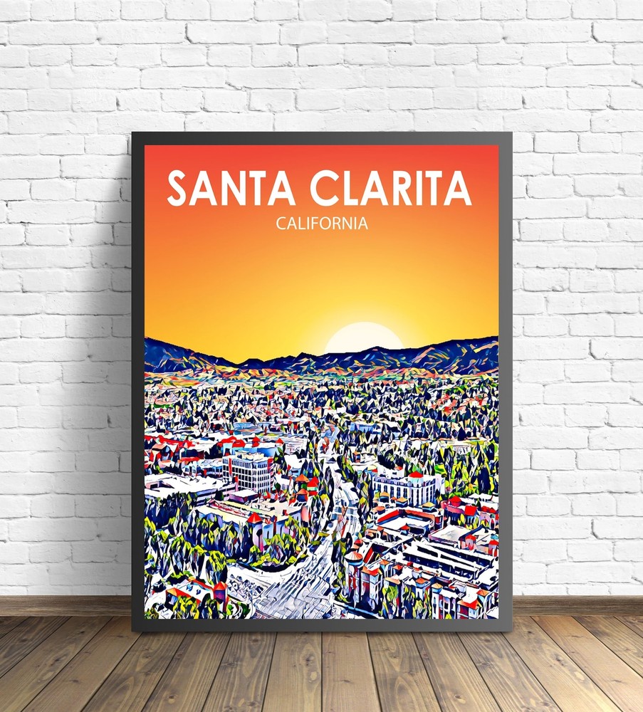 Santa Clarita CA Art Poster - California Sunset Landscape Print