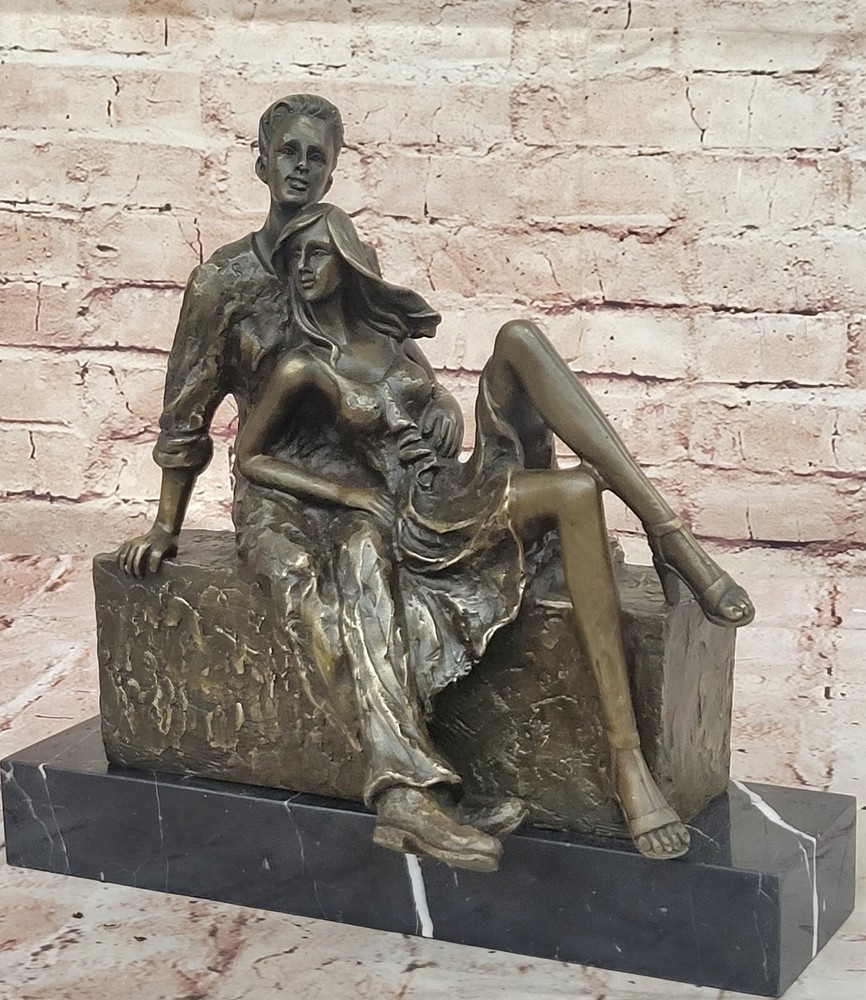 Bronze Sculpture Art Deco By Renown French Artist Milo Tender Embrace Figurine