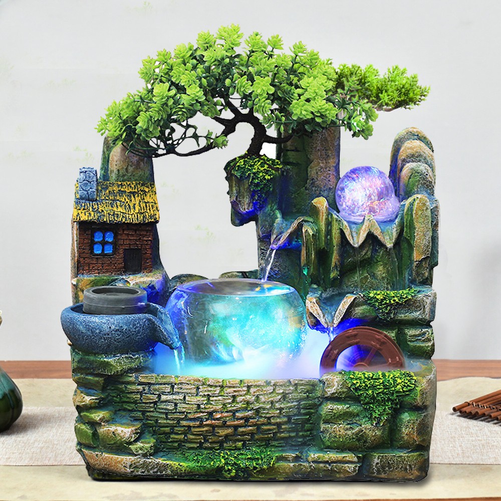 Tabletop Water Fountain Rockery Waterfall Resin  Fountain Ornament Decoration