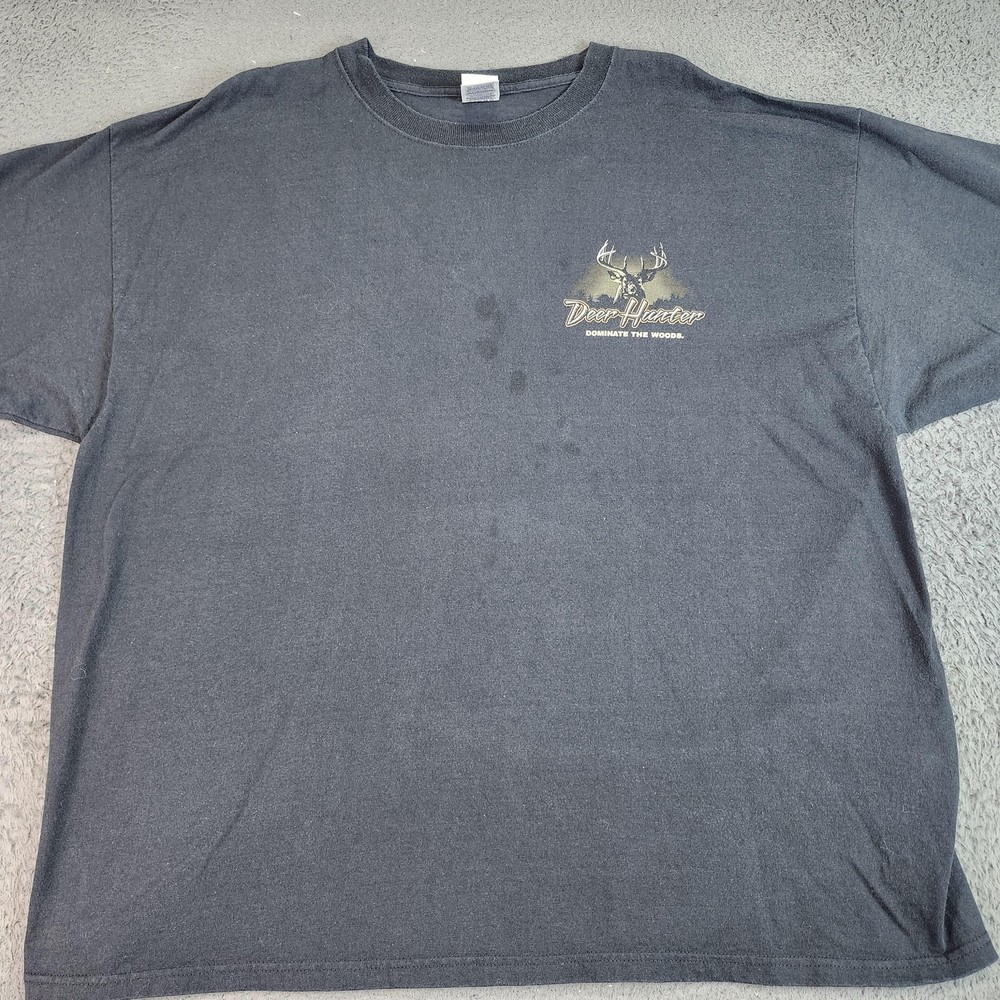Vintage Delta Deer Hunter Shirt Mens 2XL Gray Buck Wear Graphic Hunting Tee 2003