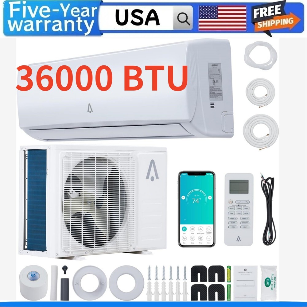36K BTU Mini Split AC Heat Pump System 208/230V with Heating