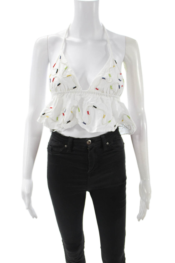 Zara Womens Cropped Tank White Sleeveless Boho Size XSFree Shipping in US $100+ Orders | $6.95 Orders Below