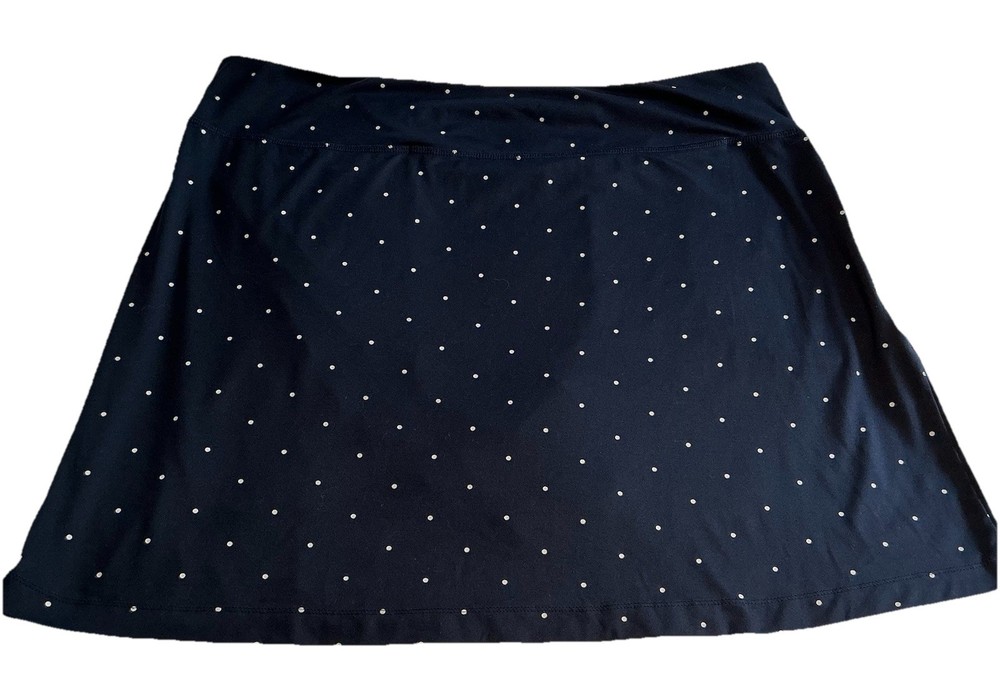 J Jill Athletic Skort XL Navy Blue White Polka Dot Golf Tennis Skirt Activewear