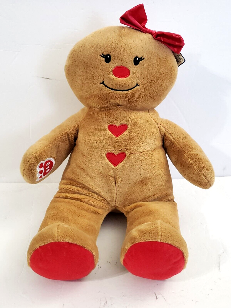 Build A Bear Christmas Holiday Gingerbread Girl With Red Bow 2017 NEW WITH TAGS