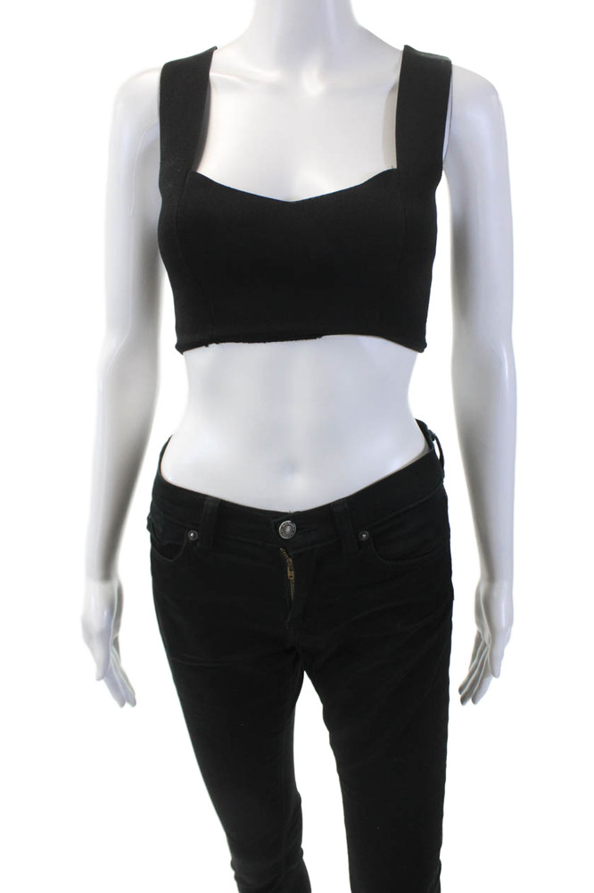 A.L.C. Womens Square Neck Sleeveless Crop Tank Top Solid Black Size SmallFree Shipping in US $100+ Orders | $6.95 Orders Below
