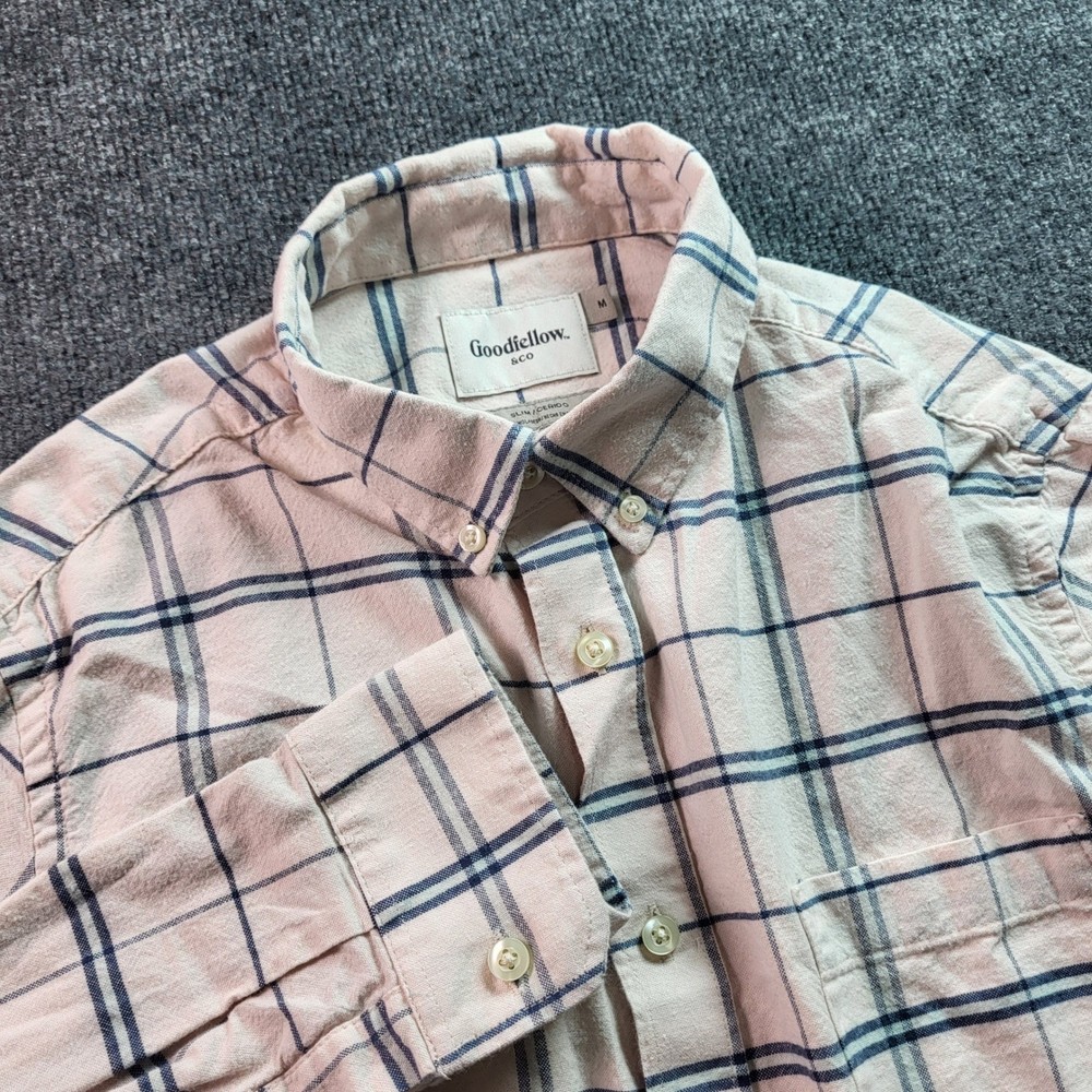 Goodfellow & Co Mens Slim Fit Plaid Long Sleeve Button Down Shirt Size Medium