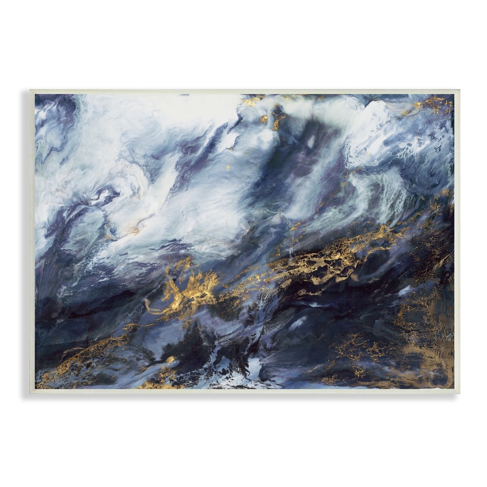 Stupell Busy Blue Ocean Water Abstraction Chaotic Wave Wood