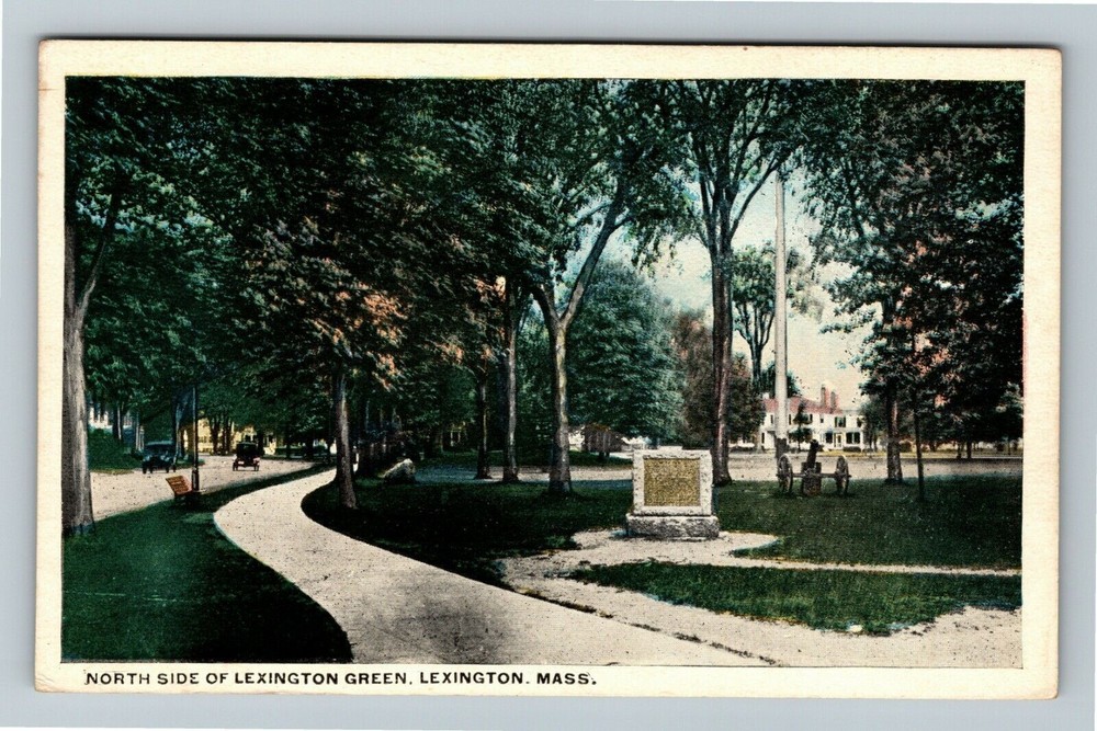 Lexington MA-Massachusetts, North Side Of Lexington Green Vintage Postcard