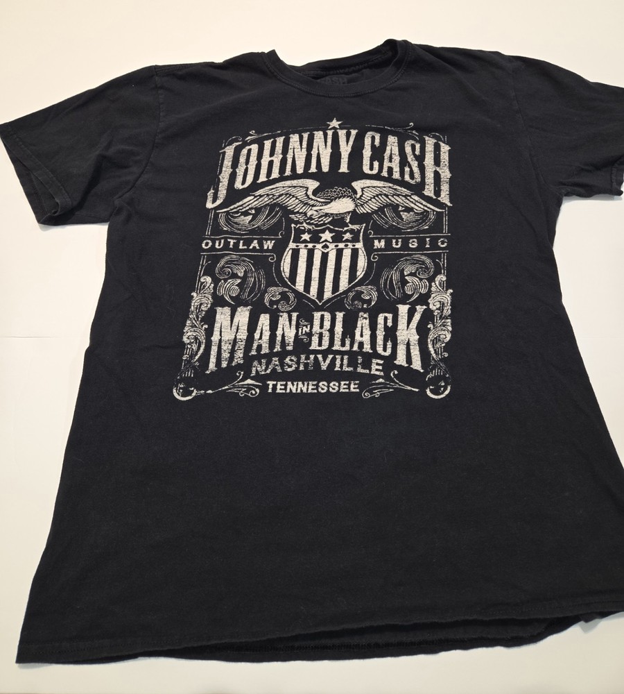 Johnny Cash Outlaw Music Man In Black T-shirt Size Large