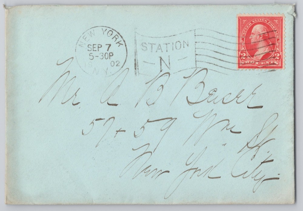 New York, NY Station Flag Cancel, 2c Washington Stamp, Un 1902 ACE