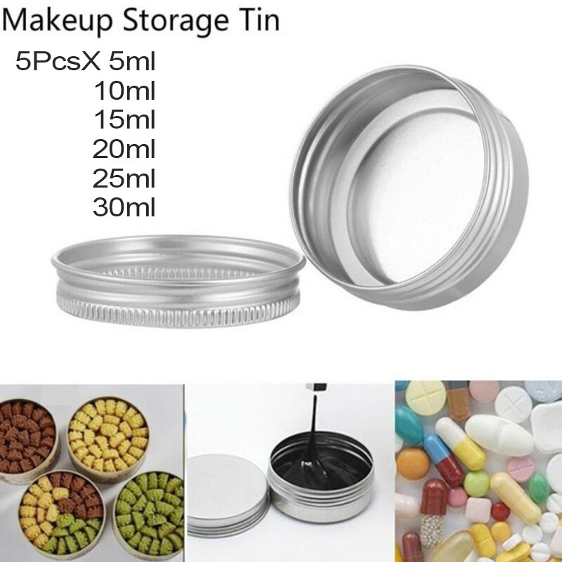 5Pcs Aluminum Mini Round Tin Metal Container Bottles Storage Jar Screw LidsT_HQ