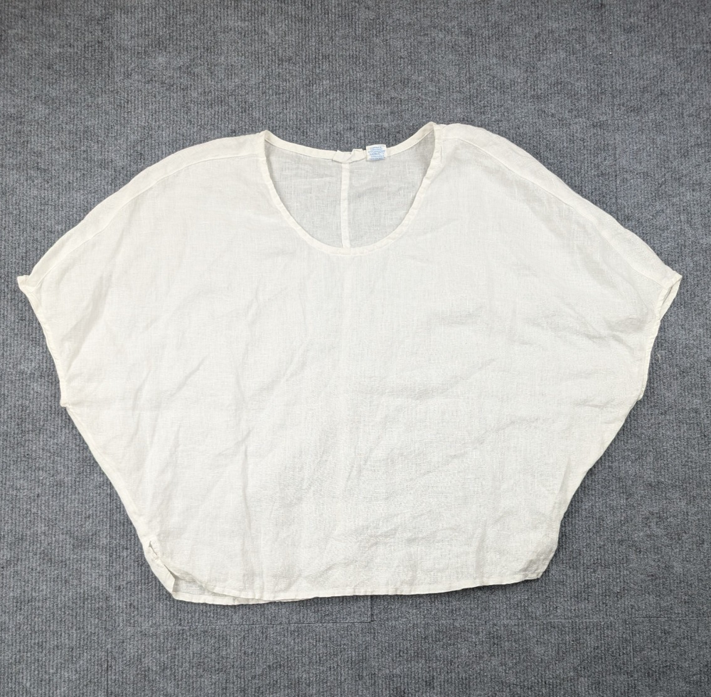 Sigrid Olsen Linen Blouse Womens Large Relaxed White Boho Coastal Minimalist