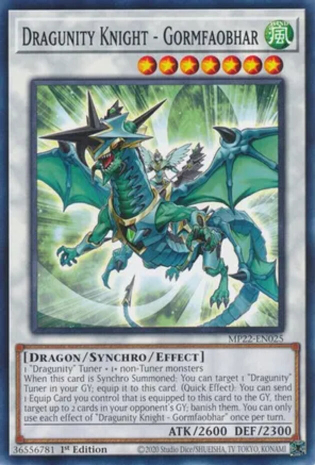 Yugioh! Dragunity Knight - Gormfaobhar - MP22-EN025 - Common - 1st Edition Near
