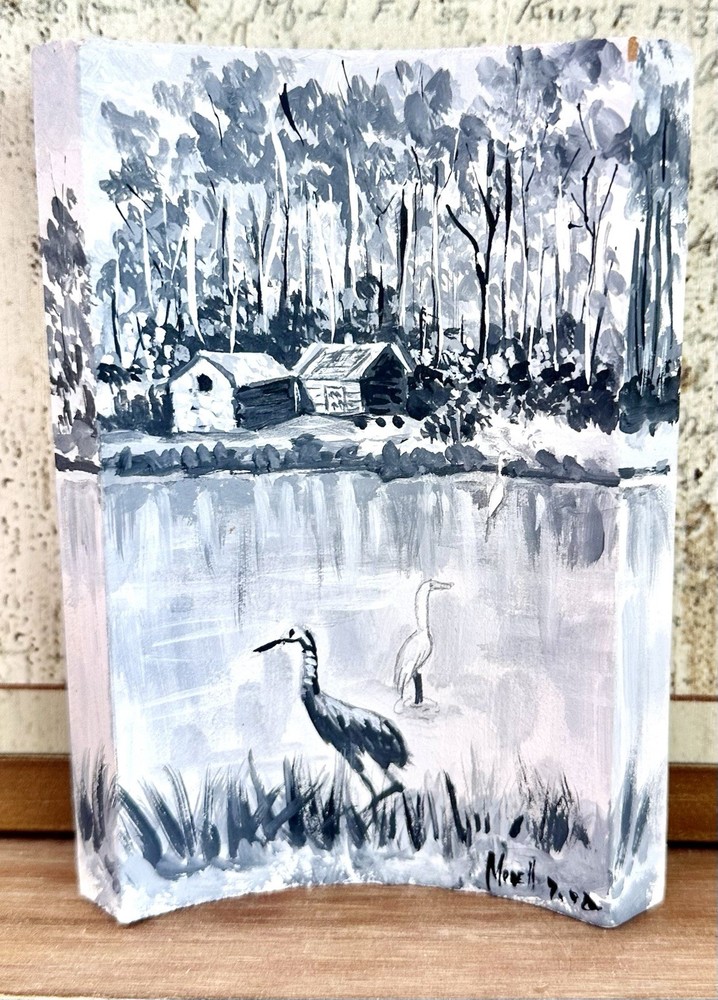 Signed Original Art Painting In Grisaille- (Shades Of Gray) on Wood by Morell