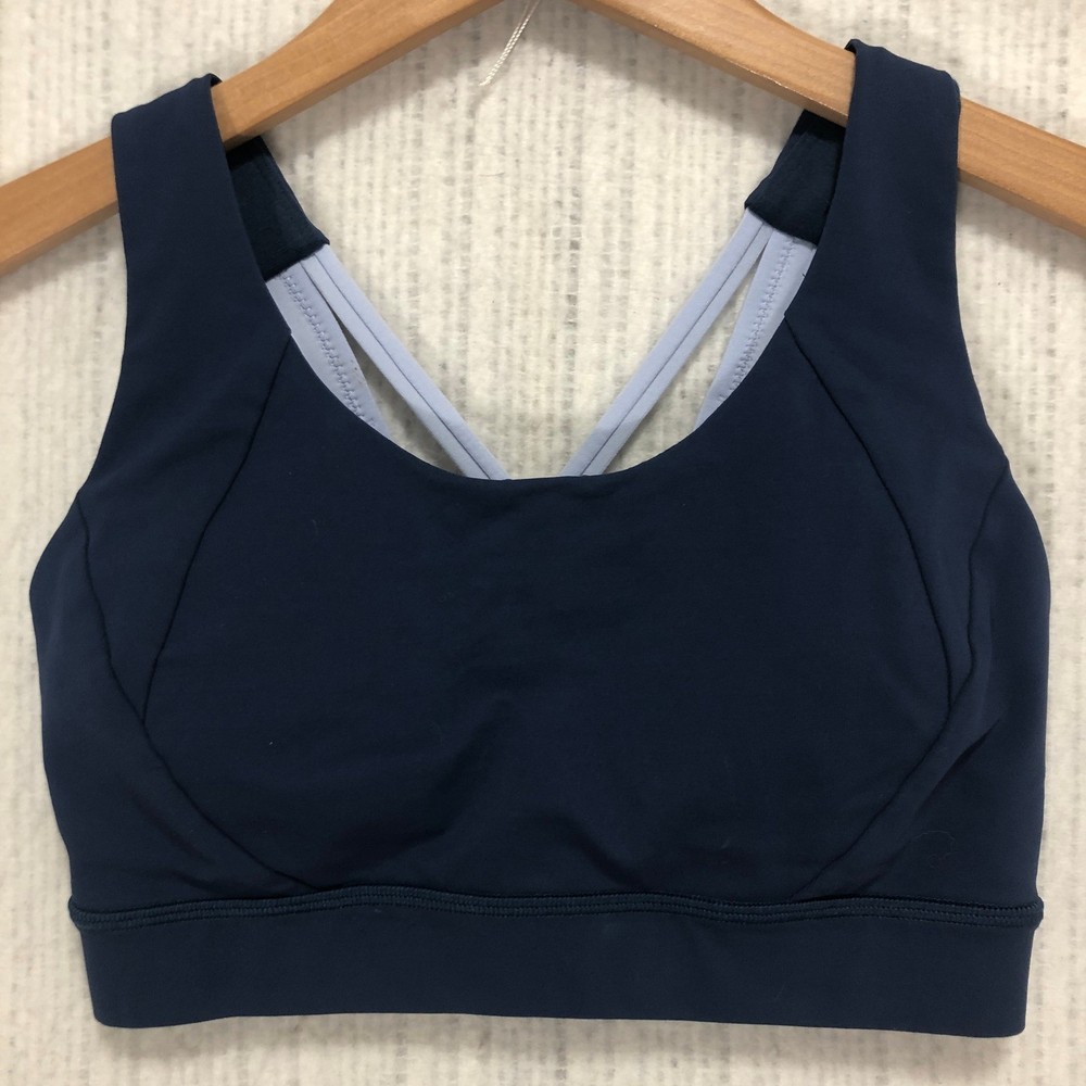 Lululemon Free To Be Serene Bra High Neck Navy Blue Strappy Back Sports Bra 6