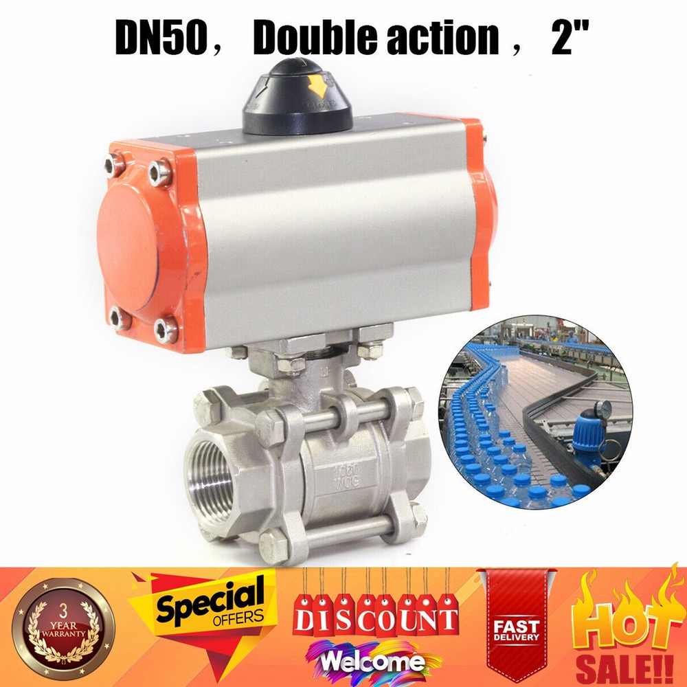 2-Inch 1000PSI Double Acting Pneumatic Ball Valve 3-8 Bar