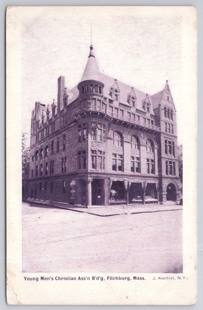 Fitchburg MA YMCA Building Postcard J. Koehler N.Y. Early 1900s Architecture
