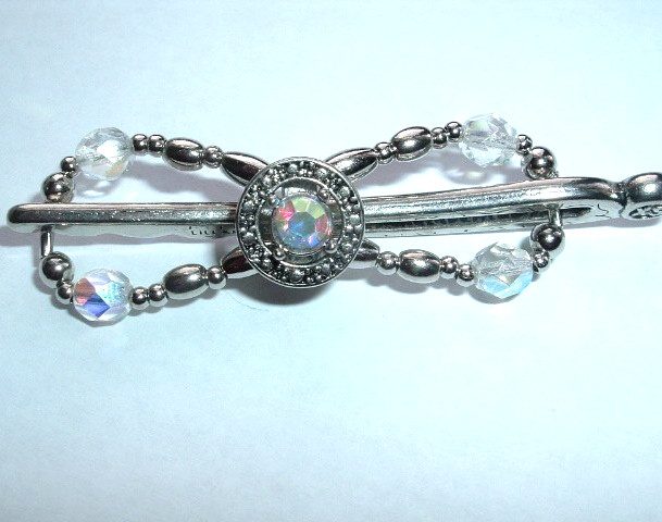 Mini Lilla Rose Flexi Hair Clip Aurora Borealis and Crystal New w Tag RARE