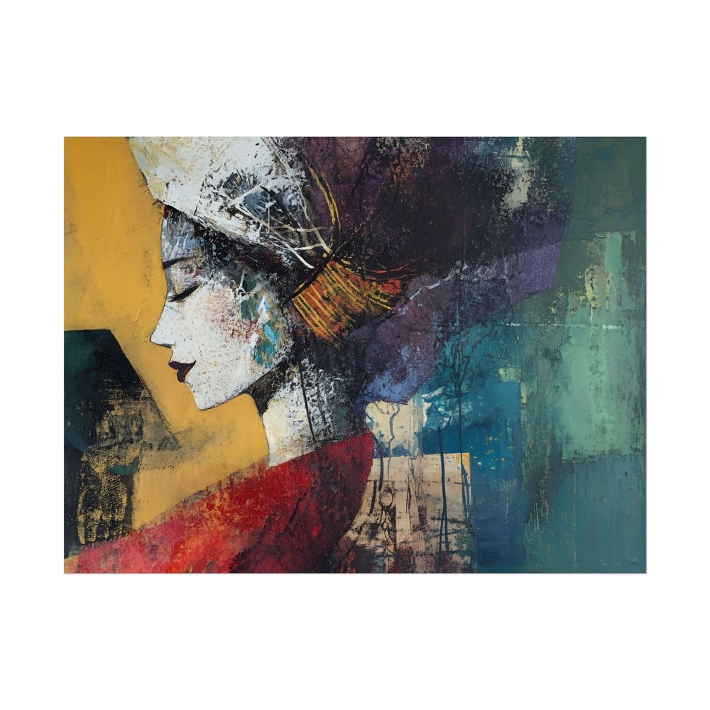 Abstract Woman Profile Art Poster - Vibrant Modern Wall Decor-image