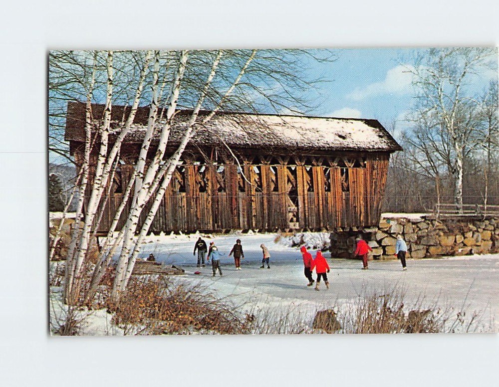 Postcard Covered Bridge Winter Scene