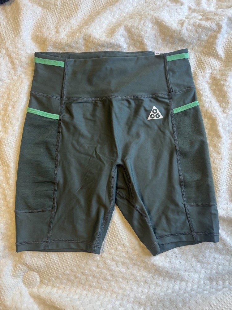 Nike ACG Dri-FIT ADV Women's Green Tight Fit Athletic Shorts ECONYL Pockets
