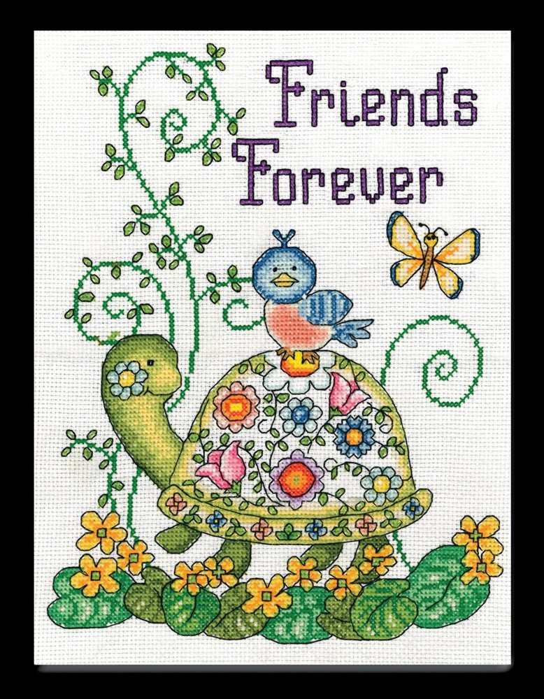 Friends Forever (Turtle), 8'' x 10' Counted Cross Stitch Kit, Multicolor