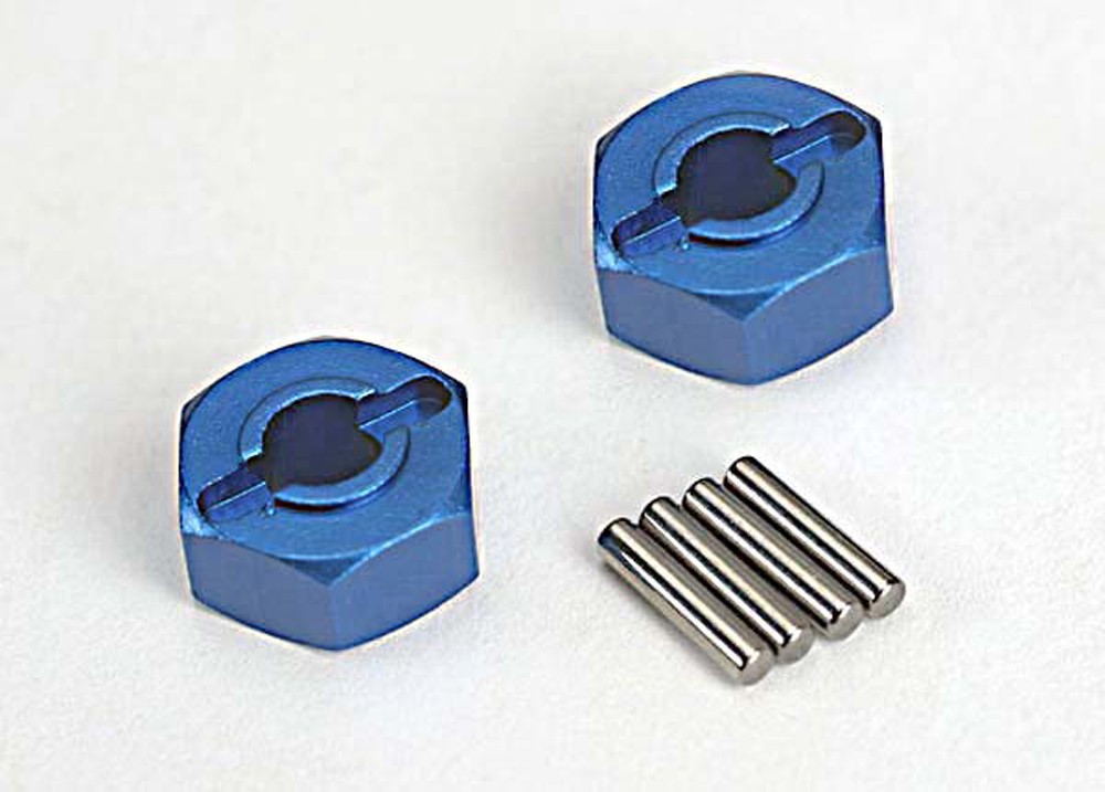 Traxxas 1/10 Jato 3.3 * TWO 12MM BLUE ALUMINUM WHEEL HEX HUBS & PINS * 1654X
