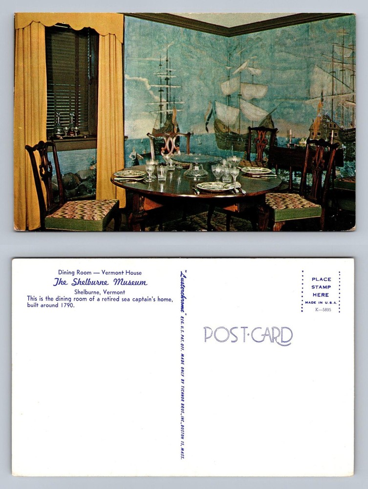 Shelburne, VT-Vermont, Sea Captain’s Dining Room Souvenir Card Vintage Postcard