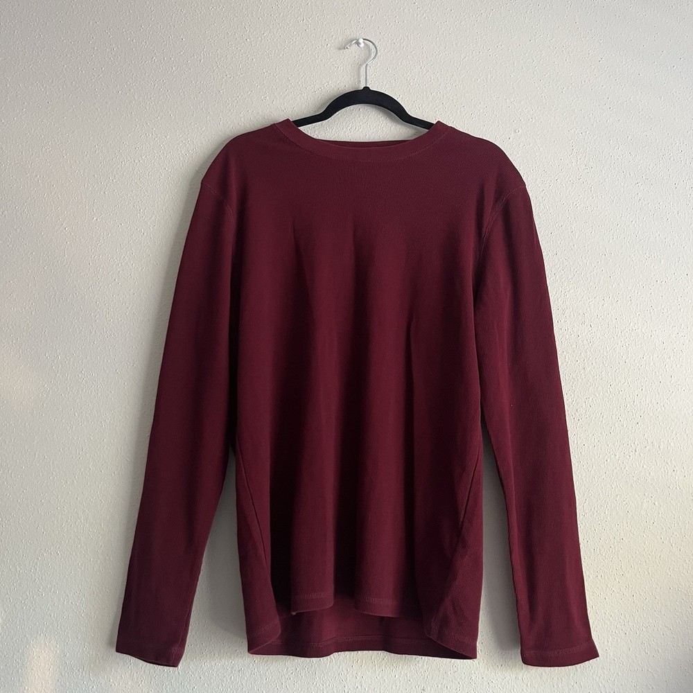 Banana Republic Maroon Men's Long Sleeve Waffle-Knit Sweater Size L