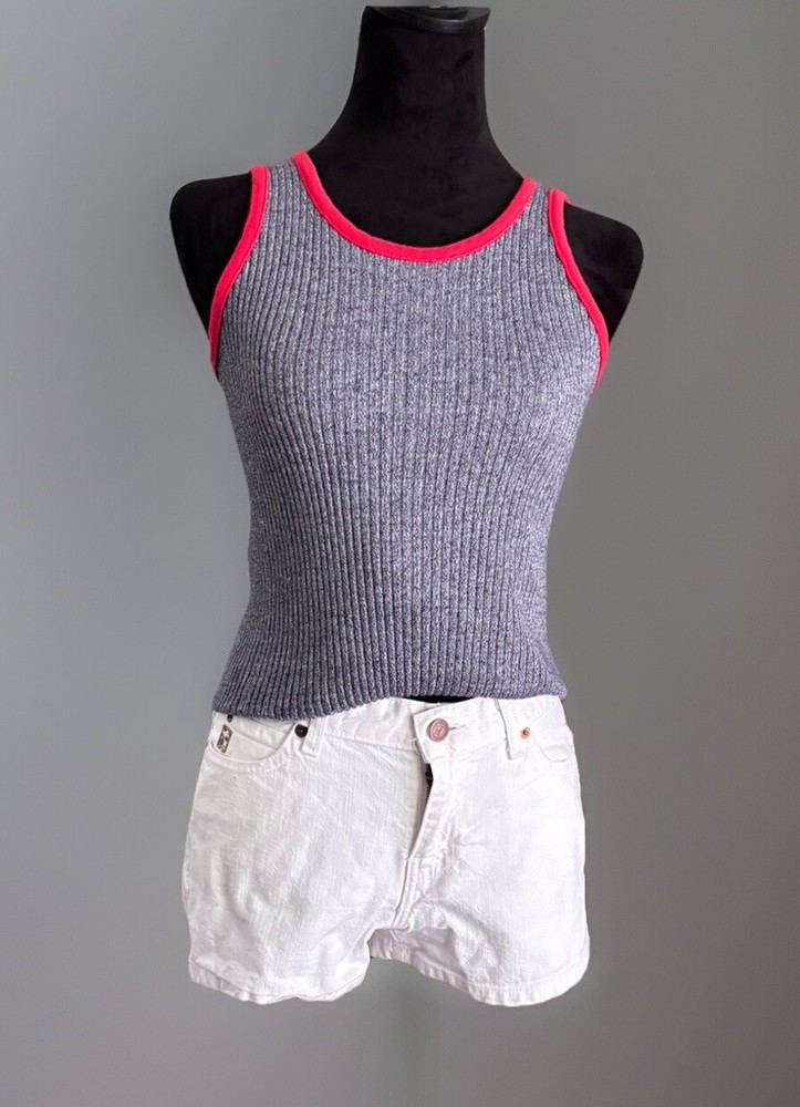 Vintage 60s 70s BVD Womens Ringer Ribbed Stretchy Tank Top Small
