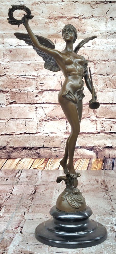 Archangel Nike Bronze Sculpture with Laurel Wreath Mythical Decor by A Bofill