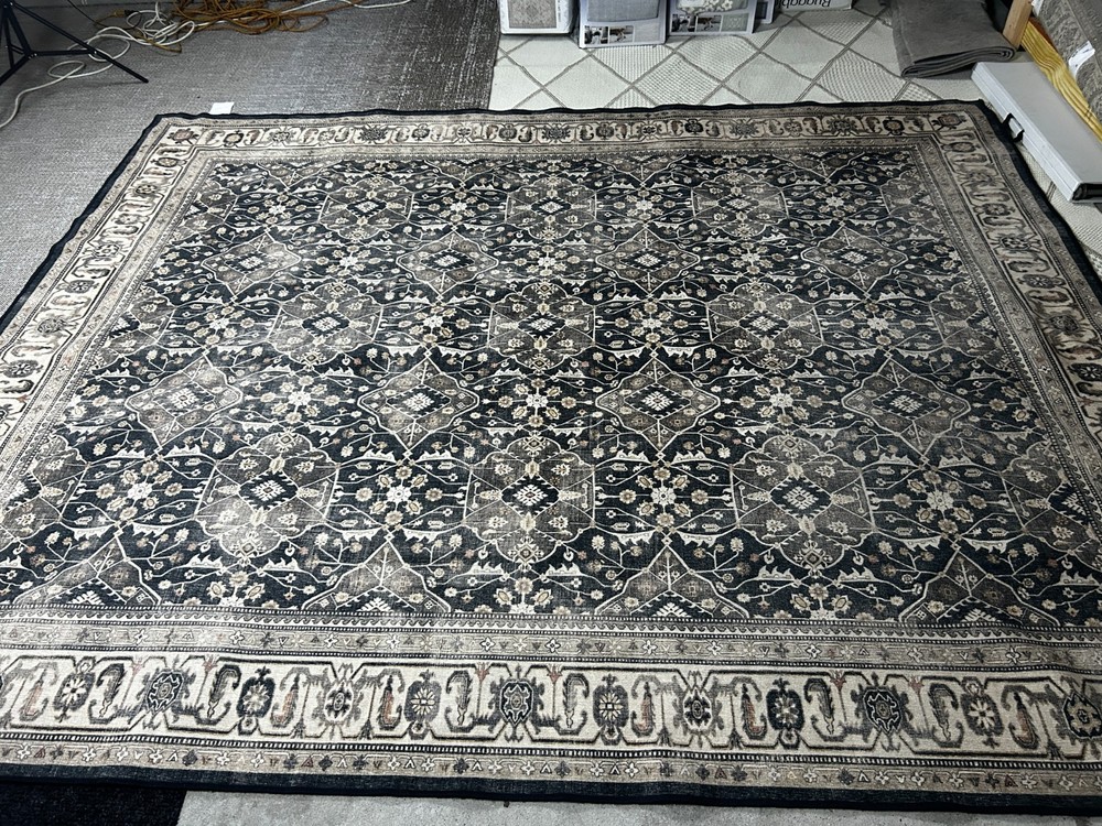 Ruggable 8x10 Washable Area Rug Black Gray Traditional Cover