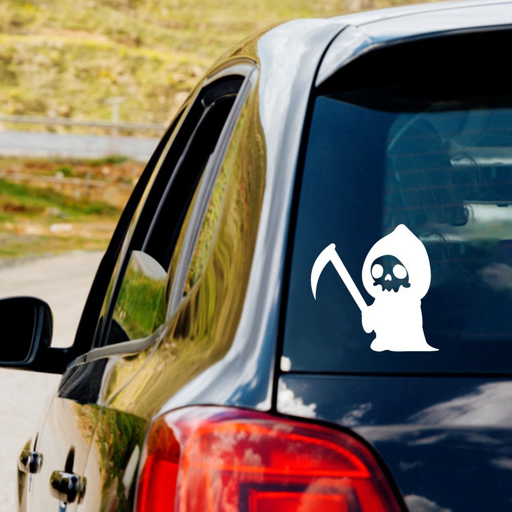 Cute Grim Reaper Scary Horror Vinyl Decal Sticker Car Truck Window Laptop Bumper