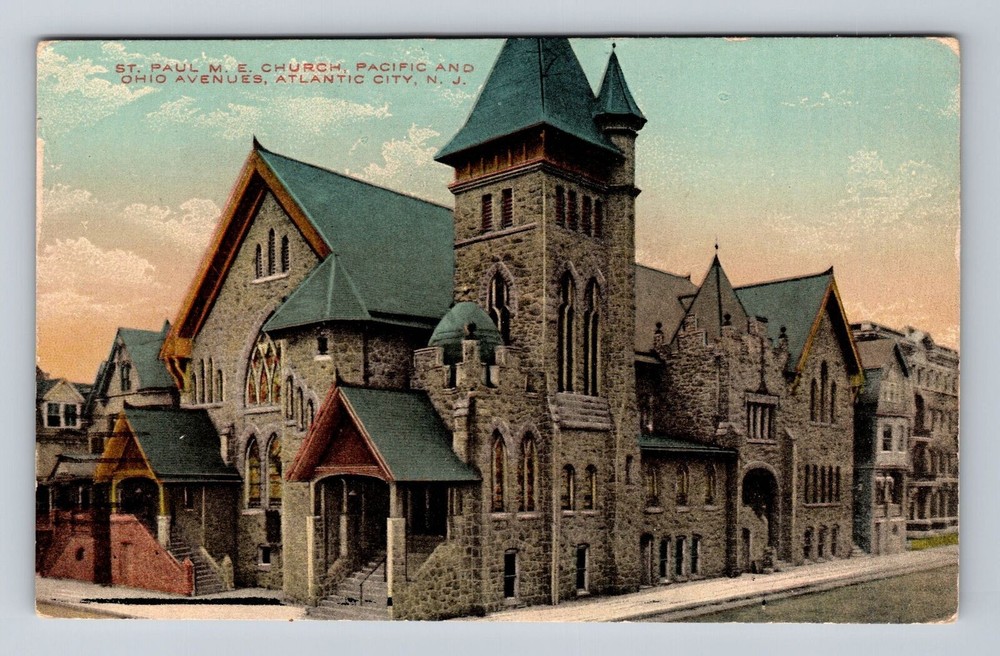 Atlantic City NJ-New Jersey, St Paul ME Church, Religion Vintage c1912 Postcard