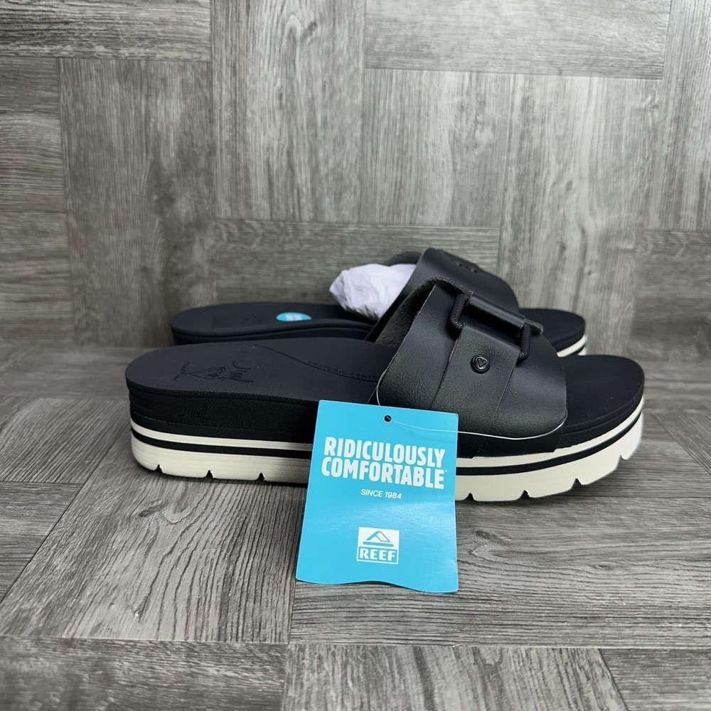 REEF Horizon Hi Slide Women's size 9 Black Platform Shoes