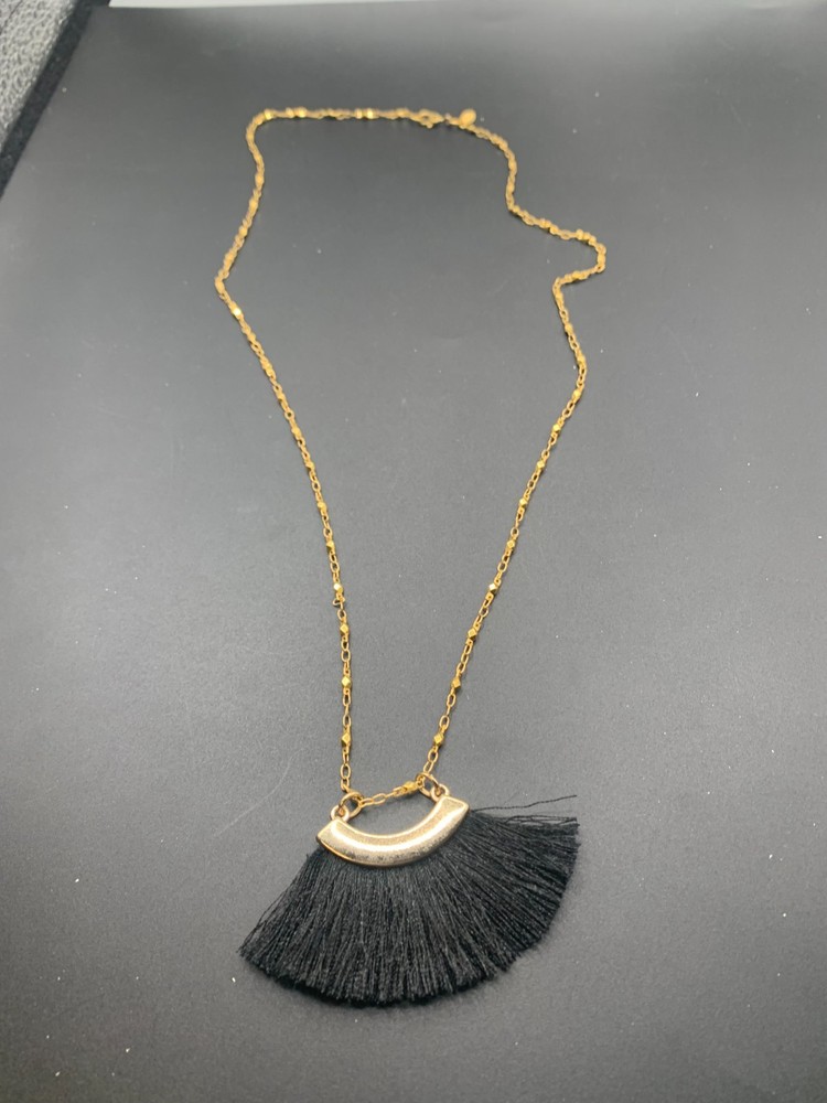 Black Tassel Pendant Gold Toned  23
