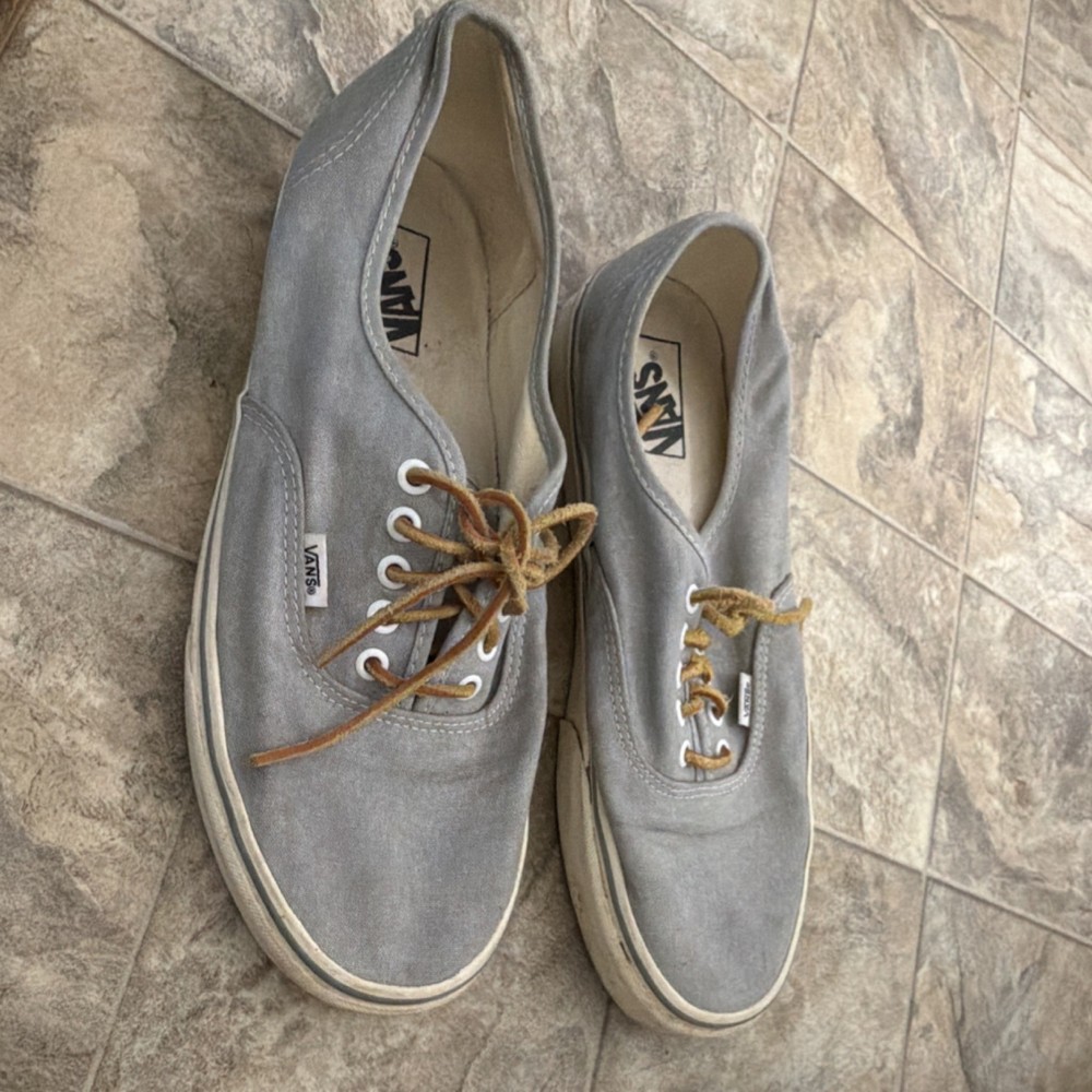 VANS Lace-Up Men's Canvas Sneakers Gray Comfort Solid Round Toe Size 12 US