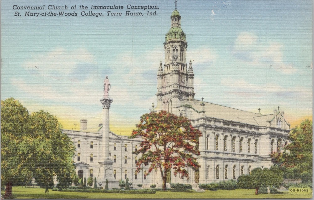 Terre Haute IN~Conventual Church Immaculate Conception~St Marys~Linen Vintage PC