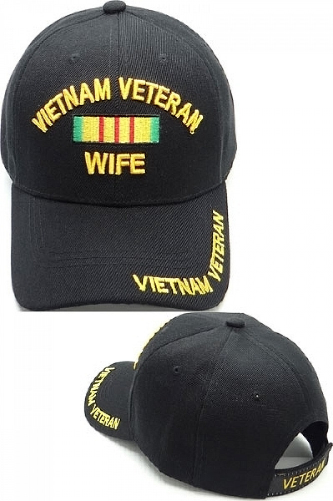 Vietnam Veteran Wife Ribbon Mens Cap [Black - Adjustable]