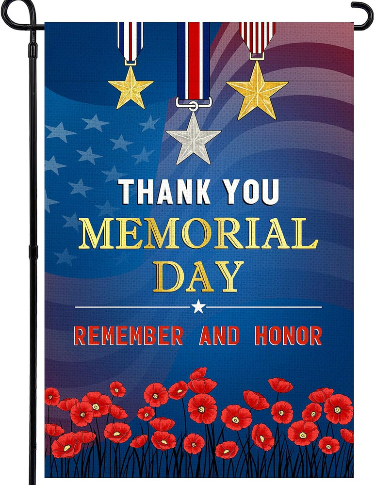 Memorial Day Garden Flag 12X18 Inch, Remember and Honor Patriotic Double Sided F