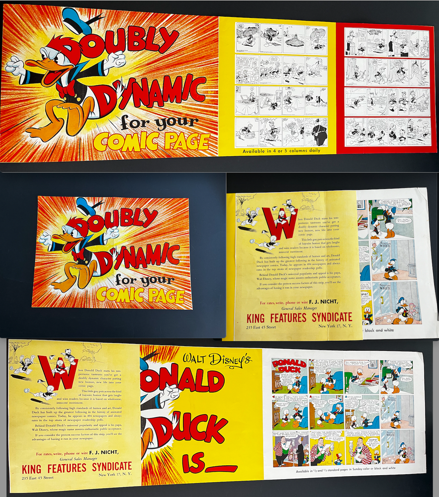 Vintage 1949 Disney's Donald Duck 8-Page Brochure & Giant Poster w/Comic Strips