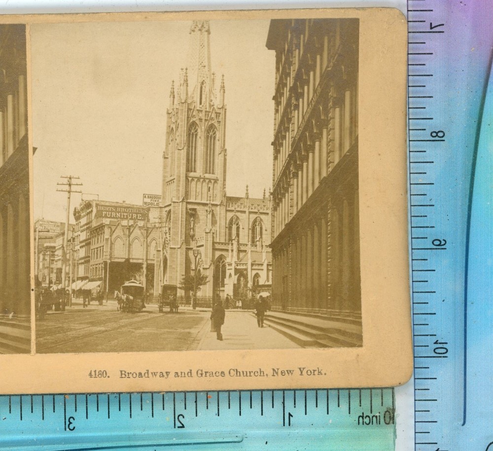 Broadway & Grace Church New York NY Kilburn Stereoview