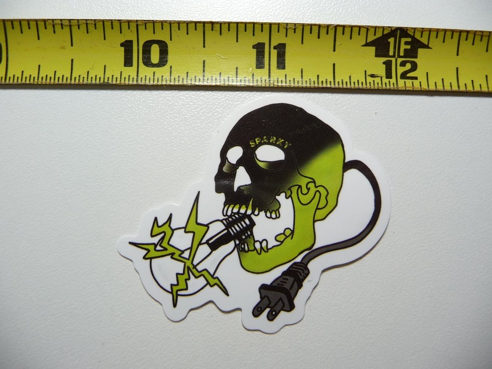 Funny Electrician Skull Holding Light Bulb Job Occupation Decal Sticker