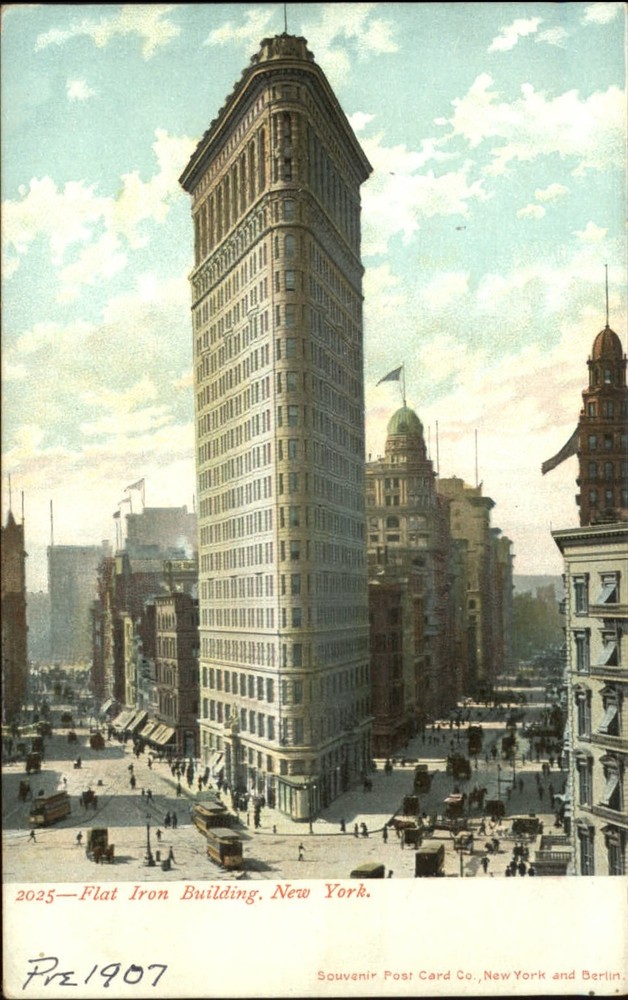 New York City NY Flat Iron Bldg streetcar c1905 UDB unused vintage postcard