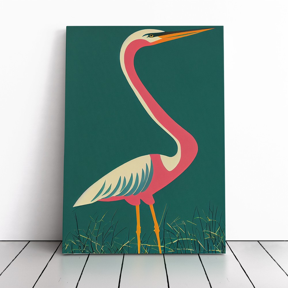 Heron Bird Pop Art Canvas Wall Art Print Framed Picture Home Decor Living Room